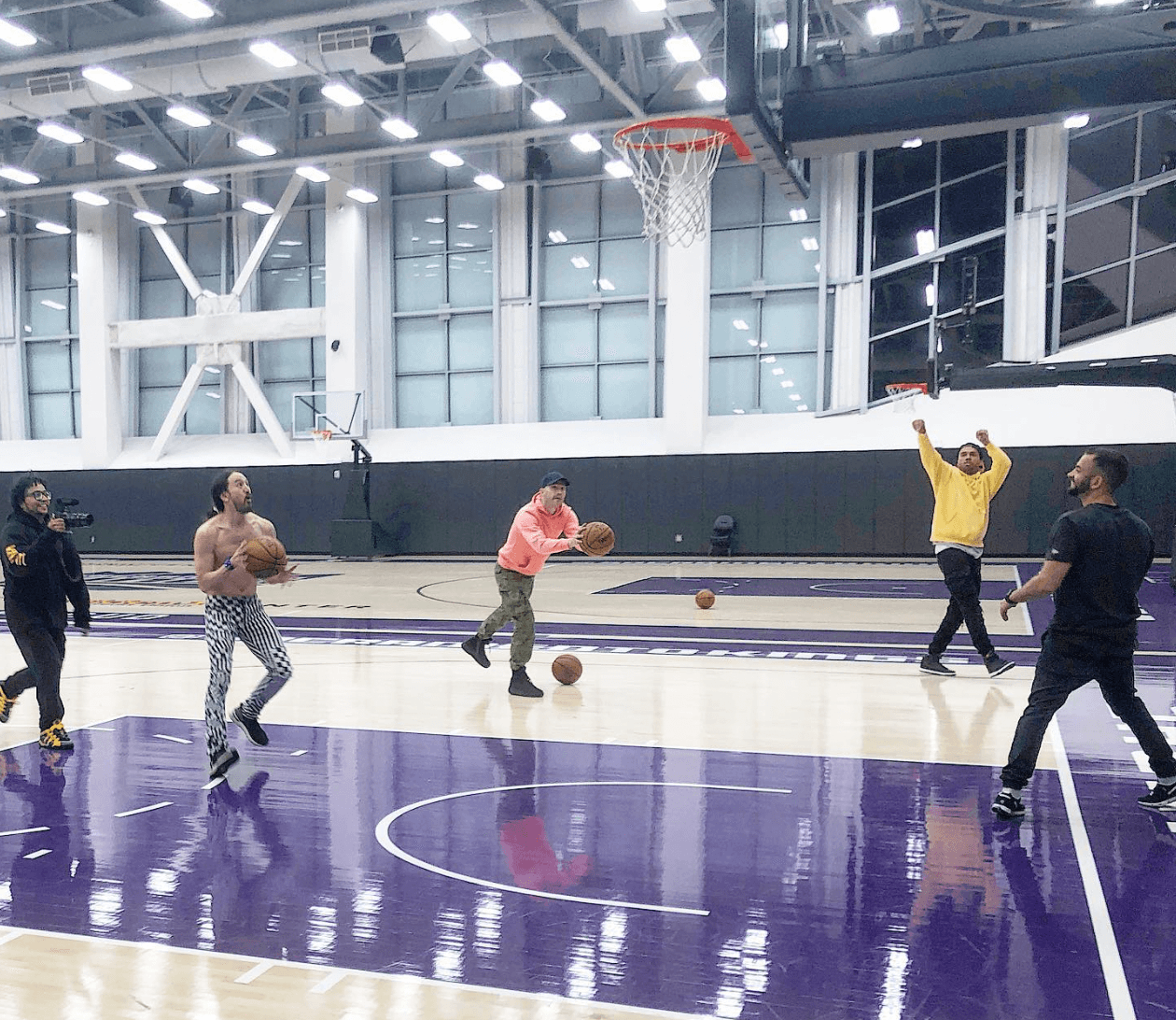NBA practice with Steve Aoki